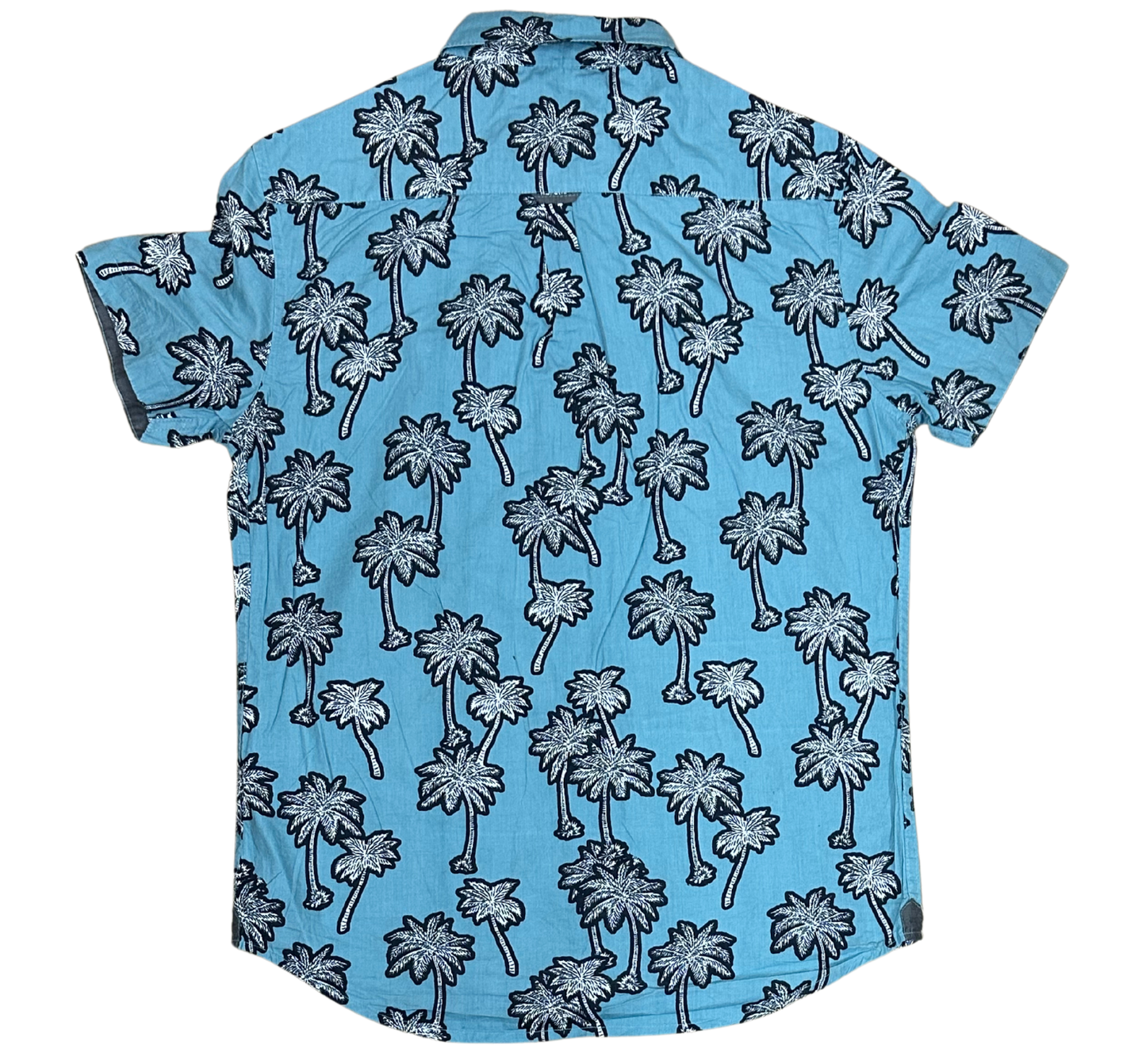 V-01 Small Hawaiian Light Blue Palm Tree Shirt