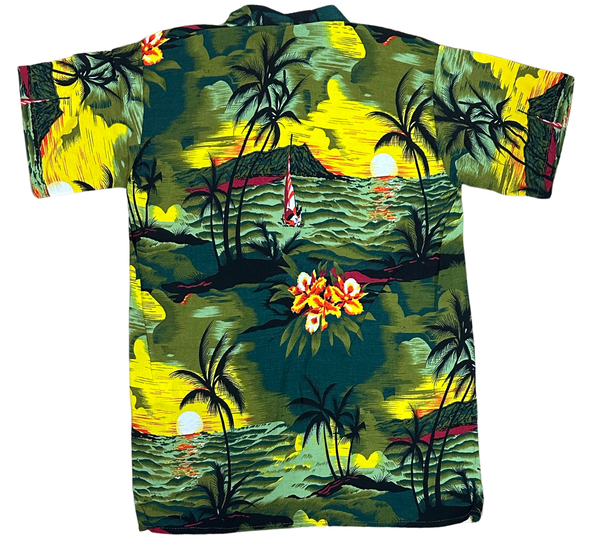 V-02 Medium Hawaiian Green Palms Shirt