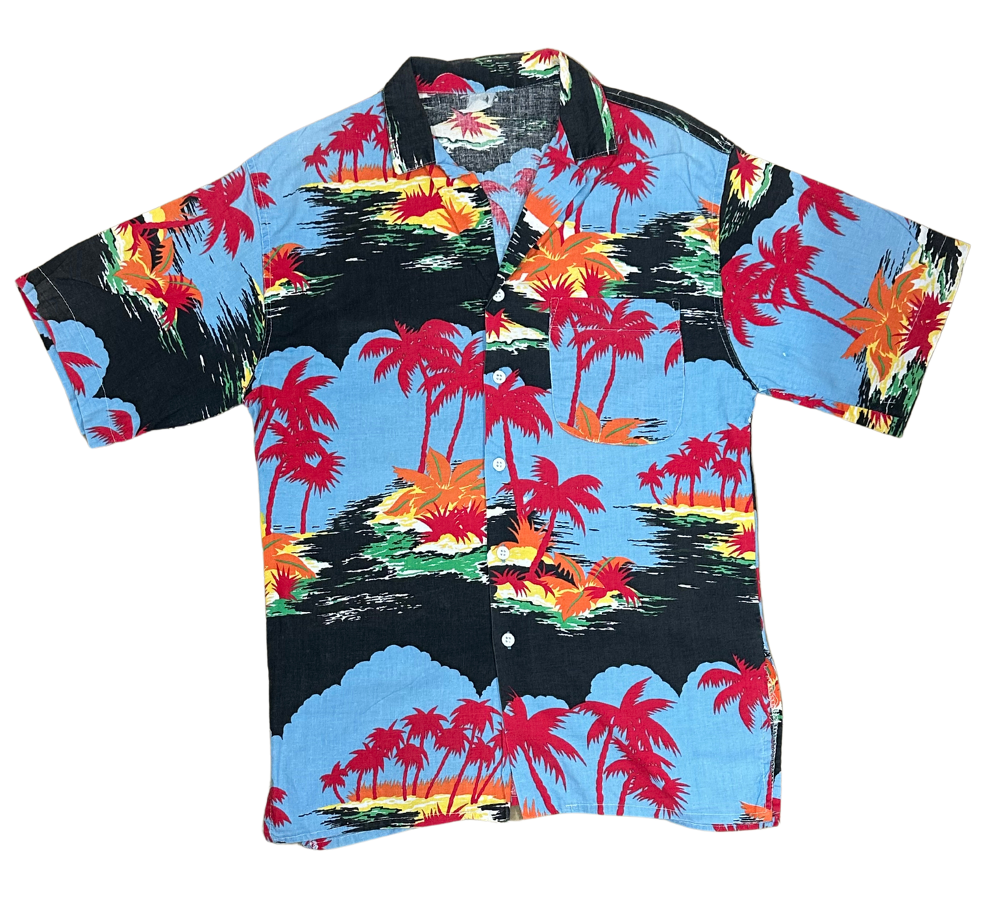 V-02 Medium Hawaiian Blue Floral Shirt