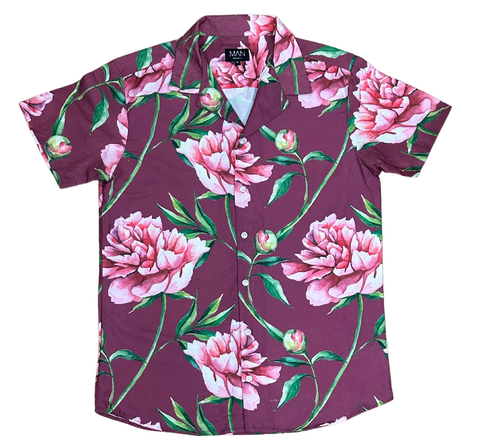 V-02 Medium Hawaiian Plum Floral Shirt