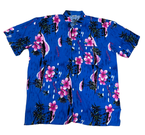 V-04 X Large Hawaiian Blue Floral Shirt
