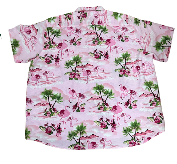V-06 7X Large Hawaiian Pink Floral Shirt