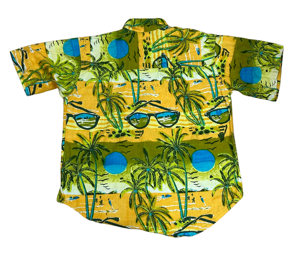 V-04 X Large HawaiianYellow Green Beach Shirt