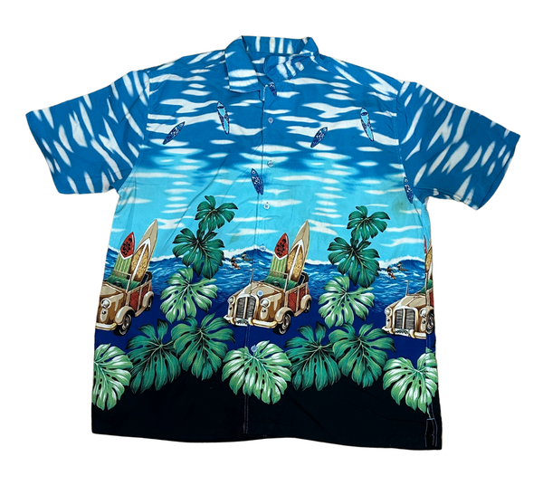 V-04 X Large Hawaiian Blue Surf Board Shirt
