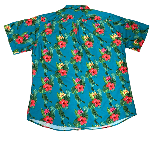 V-04 X Large Hawaiian Turquoise Floral Shirt