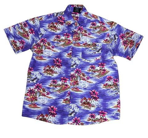 V-03 Large Hawaiian Violet Floral Shirt