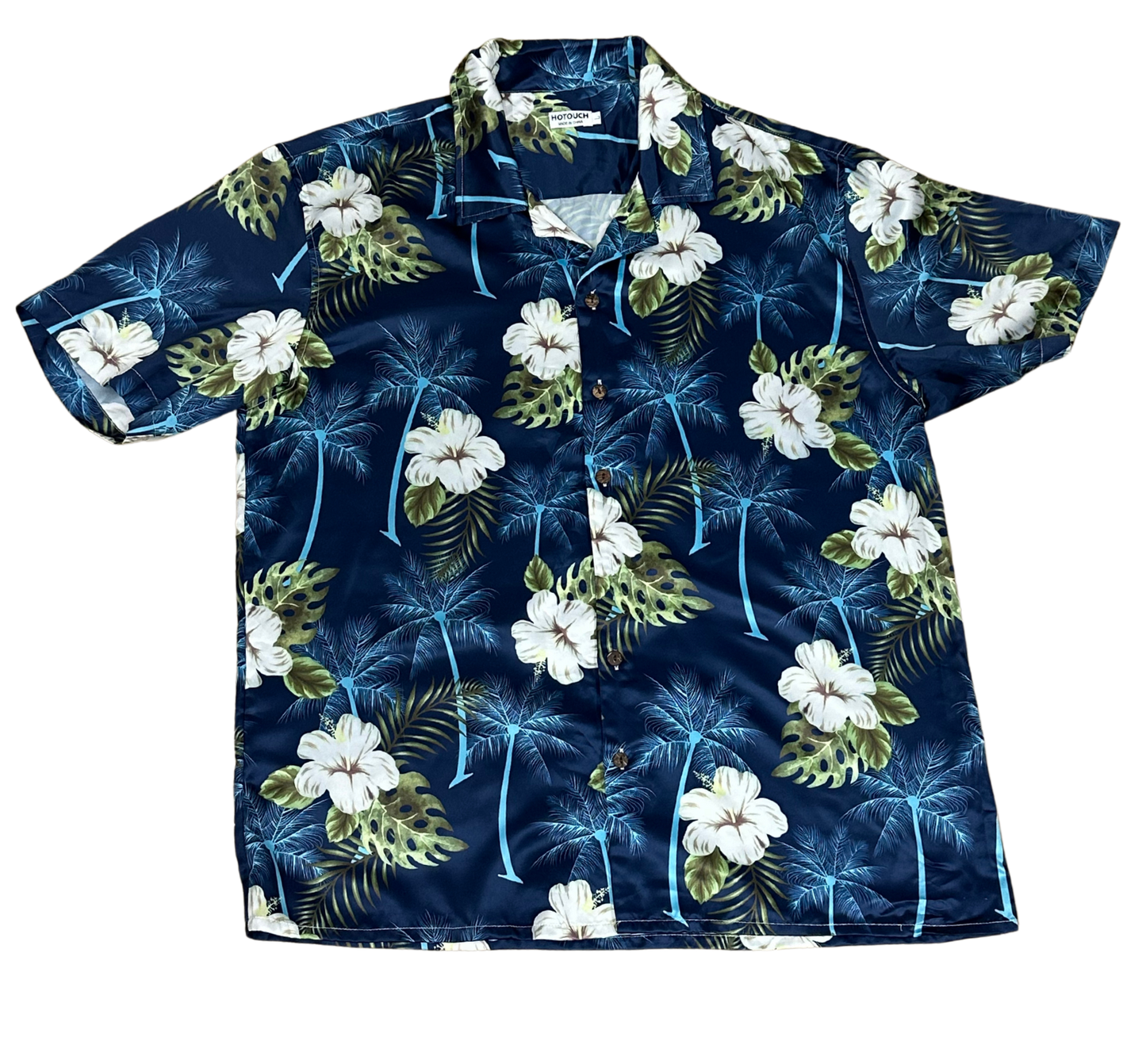 V-04 X Large Hawaiian Dark Blue Floral Shirt