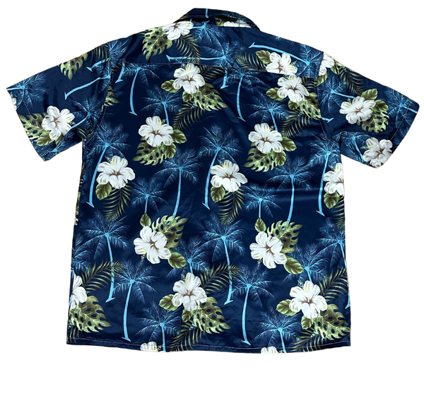 V-04 X Large Hawaiian Dark Blue Floral Shirt